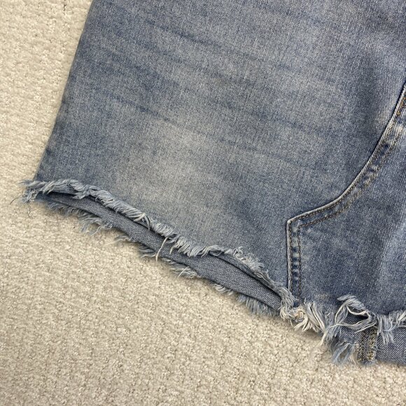 Kendall & Kylie Distressed Cut-Off Denim Mini Skirt Blue Raw Hem Casual Women’s - Picture 5 of 14